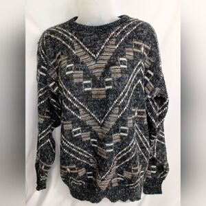 Vintage Rare 90's 80's Western Grandpa Cabincore Winter Geometric Sweater Size M